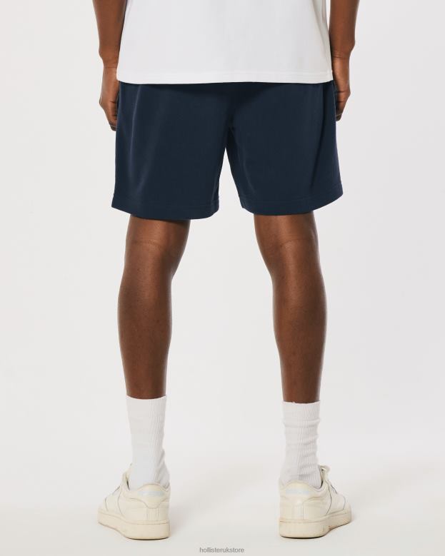 Bottoms Hollister Men Logo Icon Terry Fleece Shorts 7\\ 488201188 Navy
